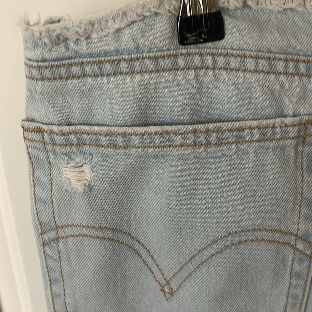 Levis Jeans Wedgie Straight No Waistband light wash raw hem button fly sz 29 - Picture 8 of 17